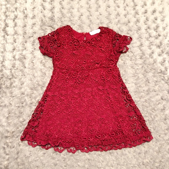 girls red lace dress